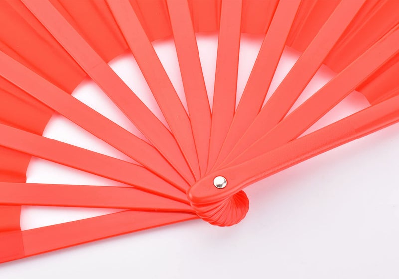 HONSHEN Dance Folding Hand Fan-Red Large Chinese Kung Fu Tai Chi Polycarbonate Hand Held Folding Fans for Men/Women With a Fabric Case for Protection 13inch (Hand Fan red) - Image 2